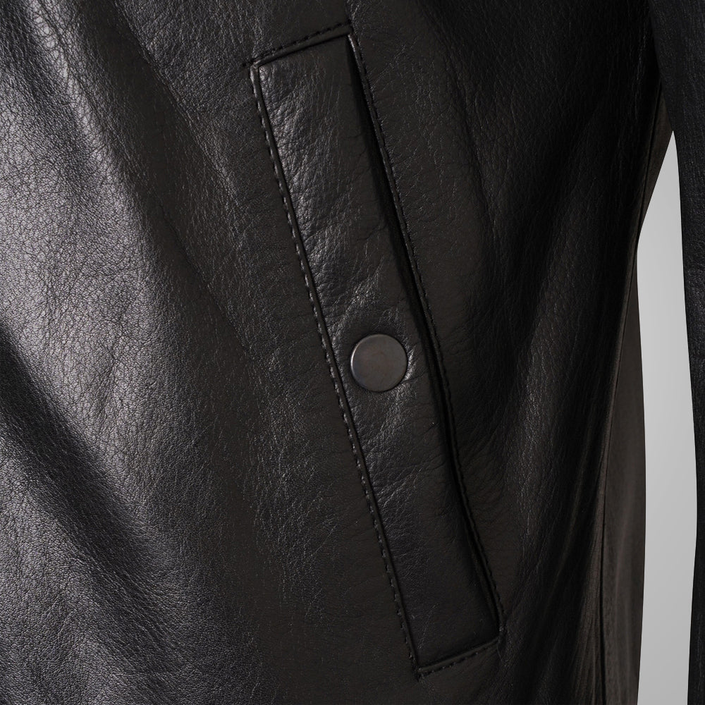 men’s sheepskin leather aviator jacket back view