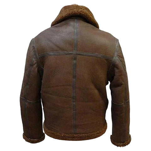 men’s sheepskin leather aviator jacket side angle