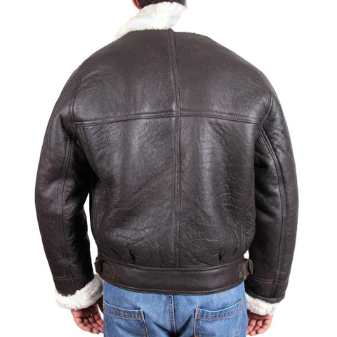 Men’s B3 aviator leather jacket with fur collar
