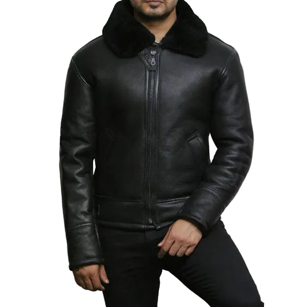 Men’s Black B3 Shearling Aviator Flying Jacket