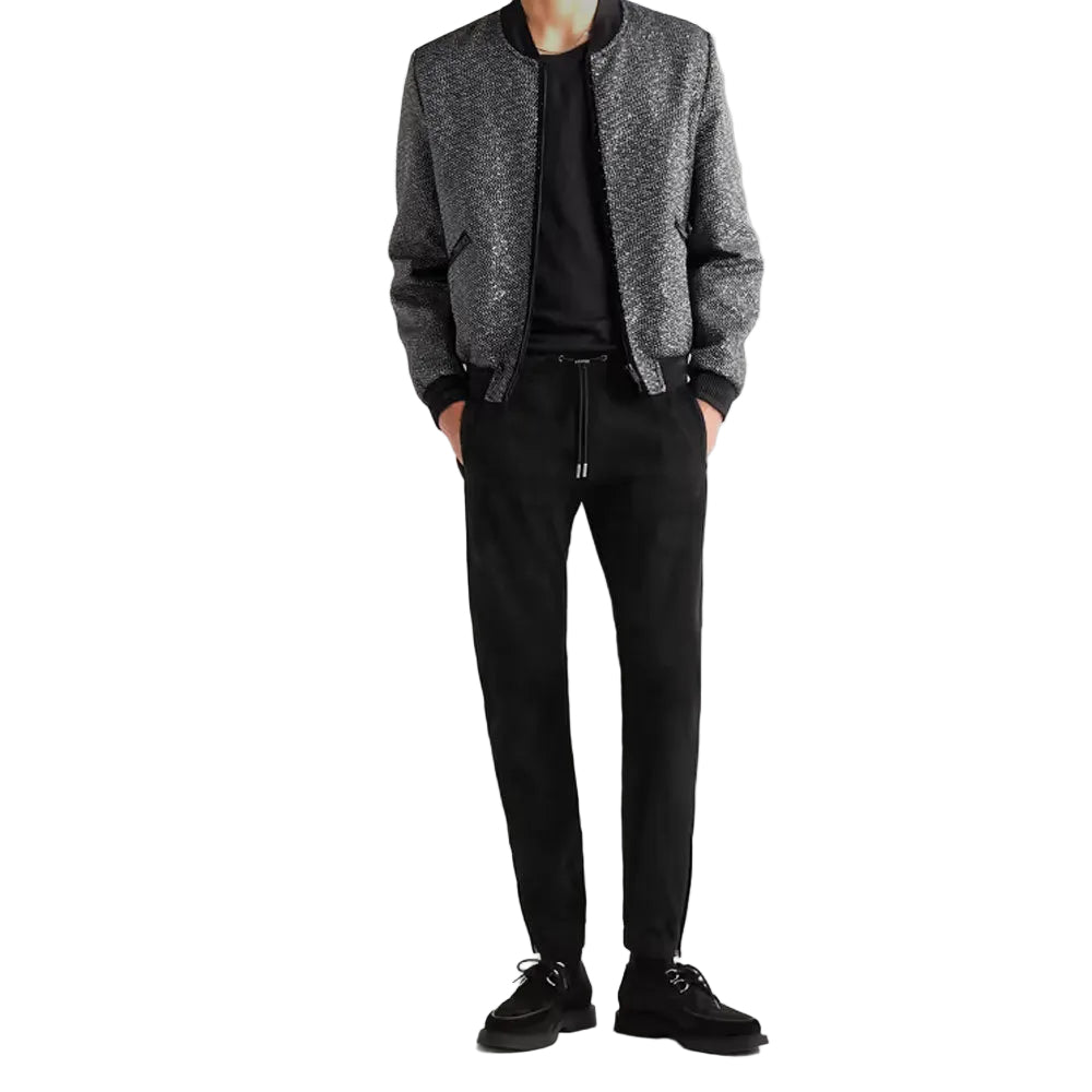 men’s black sheepskin leather pants side angle