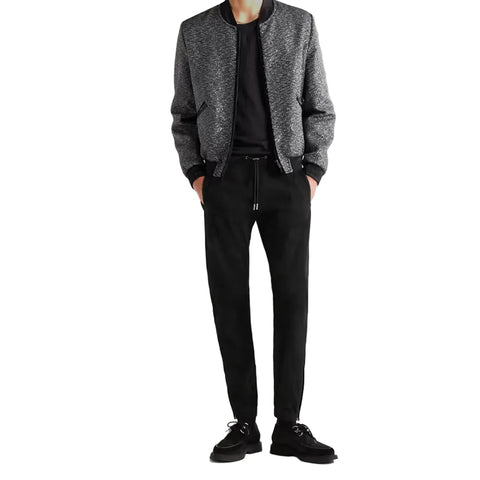 men’s black sheepskin leather pants side angle