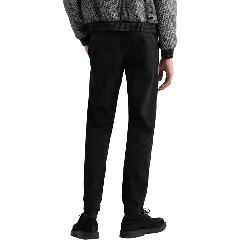 men’s black sheepskin leather pants back view