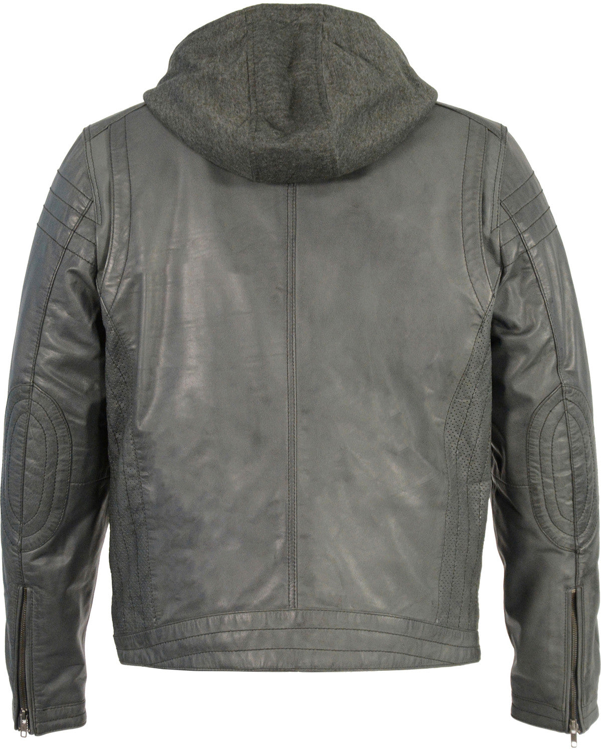 men’s black cowhide leather biker jacket side angle