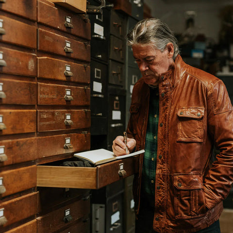 men's brown lambskin leather leather jacket henrik texture detail