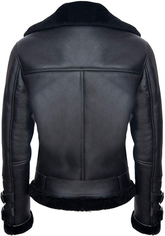 men’s brown sheepskin leather aviator jacket product view