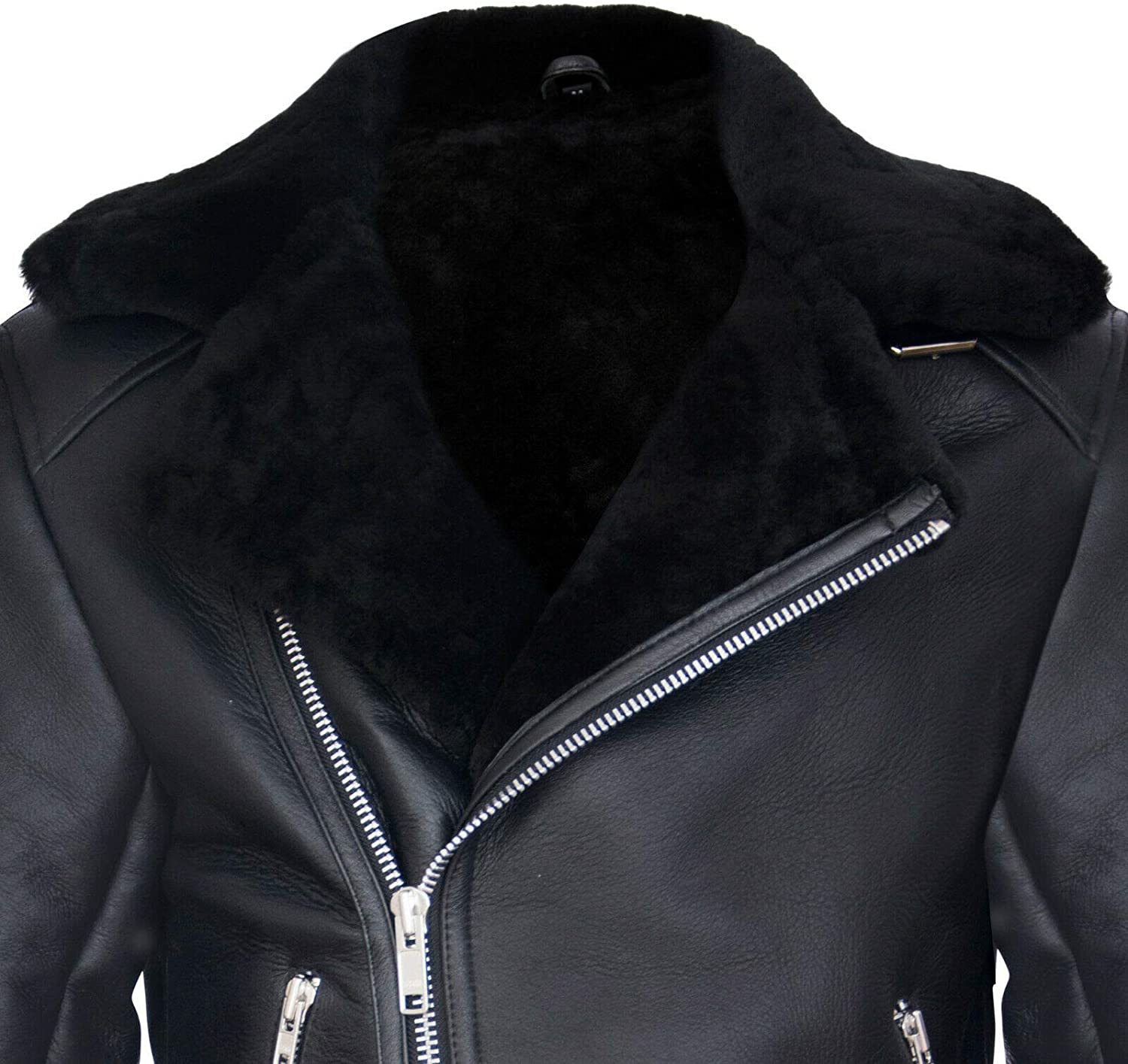 men’s brown sheepskin leather aviator jacket product view