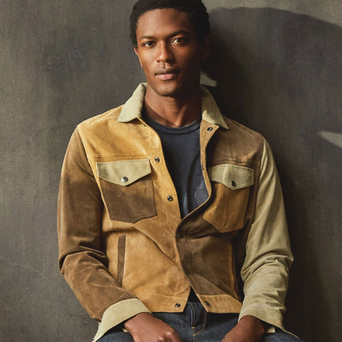men's black leather shirt adler detail close up