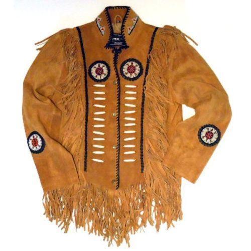 men’s tan suede leather western jacket front view