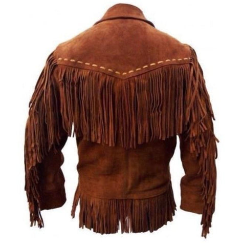 men’s tan suede leather western jacket side angle