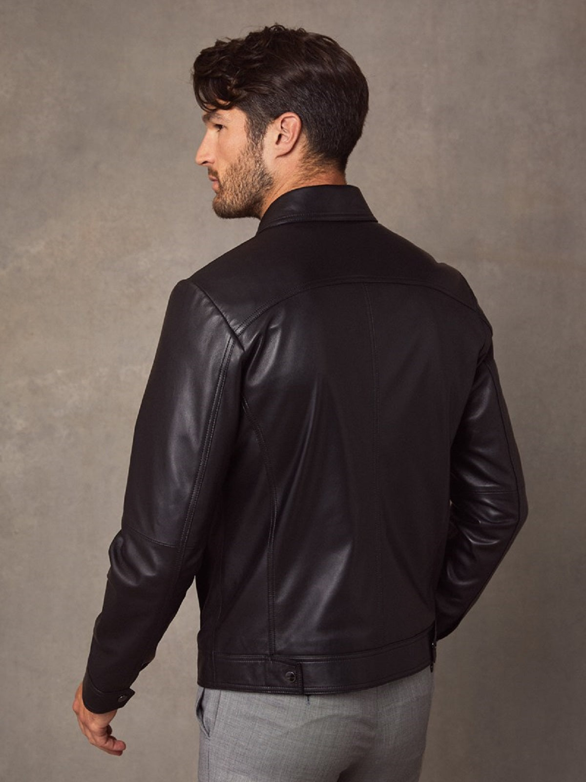 men's black leather shirt cassian styling view