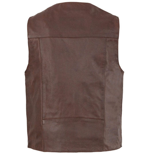 men’s cowhide leather biker vest side angle