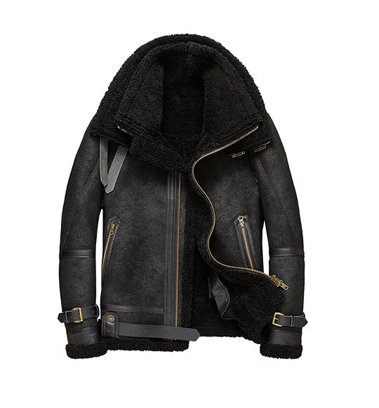 Men’s asphalt black B3 shearling aviator bomber jacket
