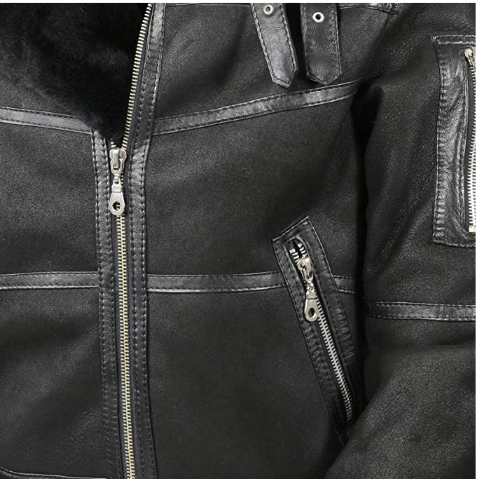 Men’s aviator shearling leather jacket for winter
