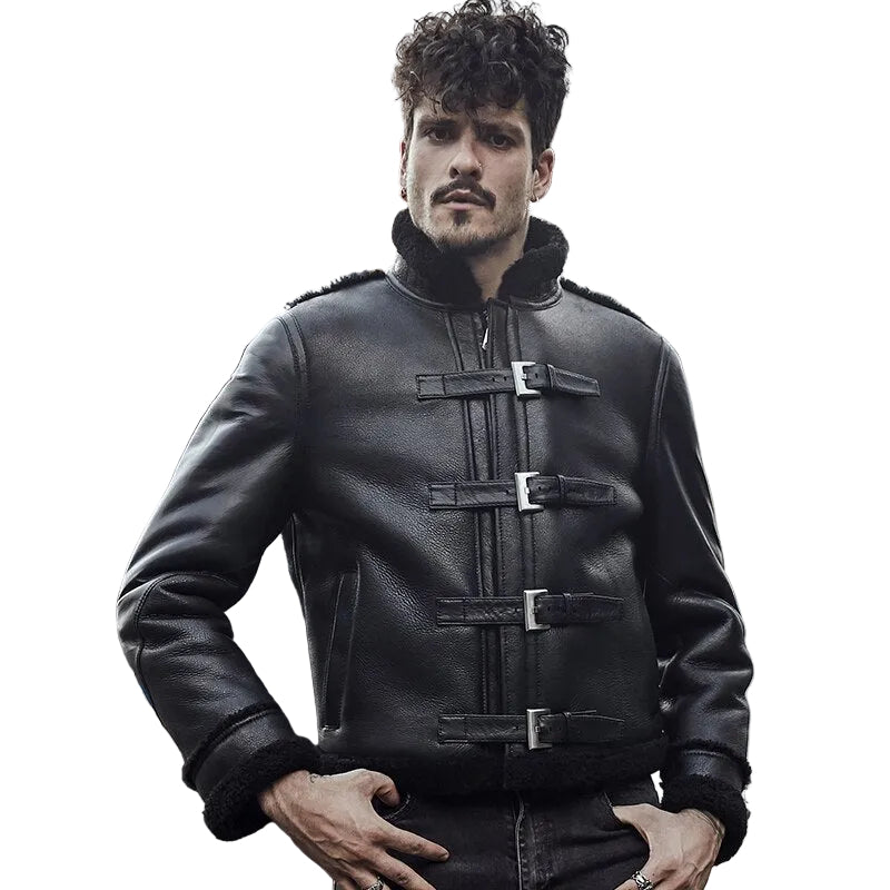 Men’s black B3 RAF sheepskin motorcycle jacket

