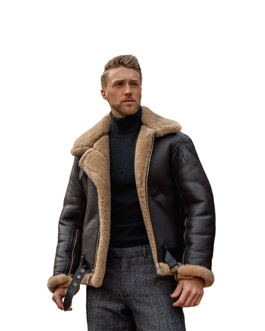 Men’s black B3 RAF sheepskin shearling jacket
