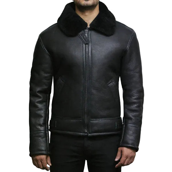 Men’s black B3 shearling aviator flying jacket
