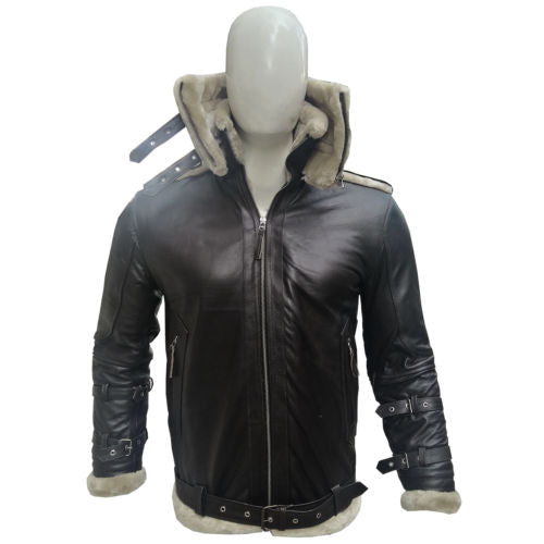 Men’s black B3 shearling aviator leather jacket
