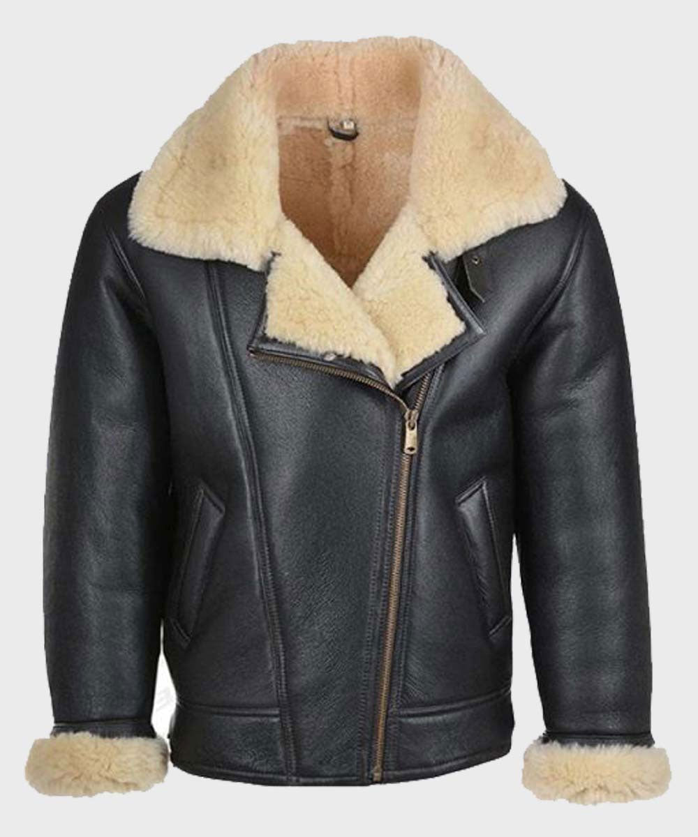 Men’s black B3 shearling leather jacket
