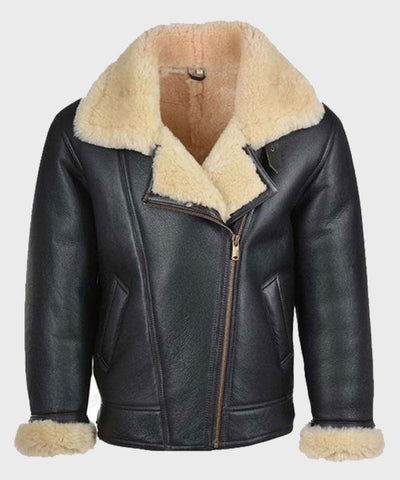 Men’s black B3 shearling leather jacket
