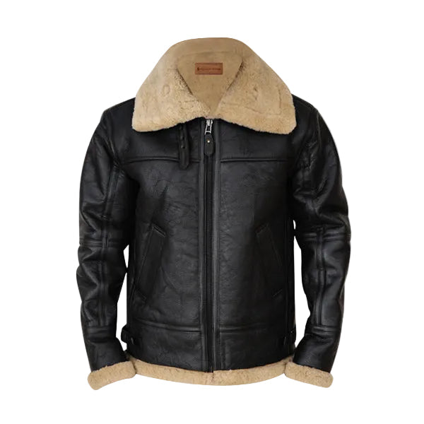 Men’s black B3 sheepskin bomber jacket
