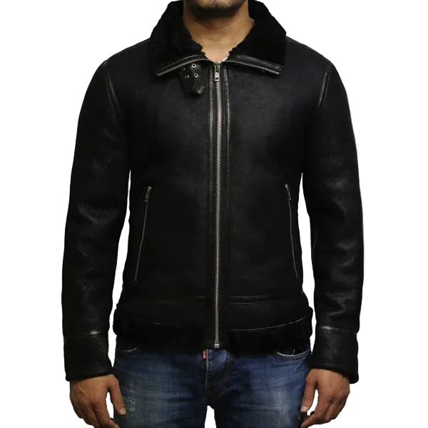 Men’s black B3 sheepskin flying jacket
