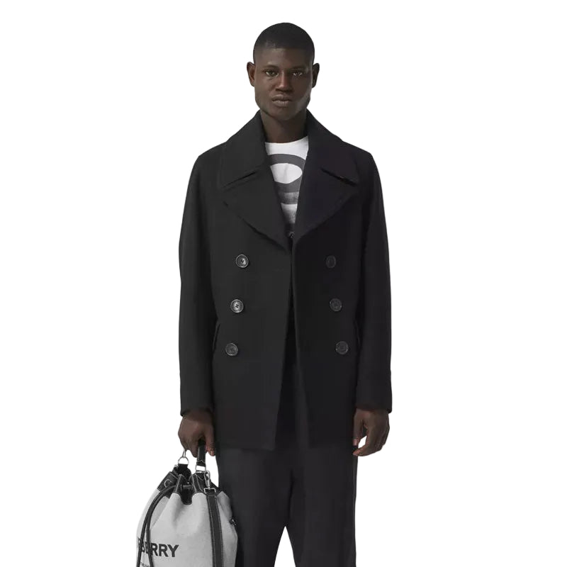 Men’s black Italian wool peacoat
