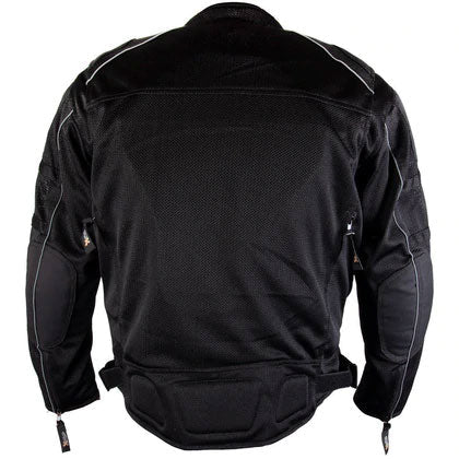 Men’s black all-weather mesh motorcycle jacket with CE armor
