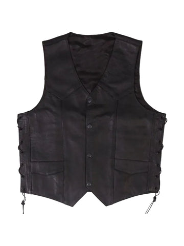 Men’s black cowhide leather vest
