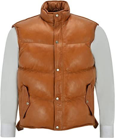 men's black puffer lambskin leather leather coat adler front view