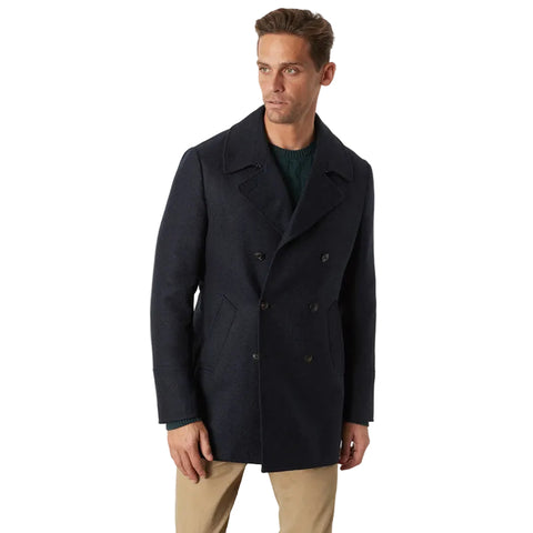 Men’s black merino wool Royal Navy peacoat
