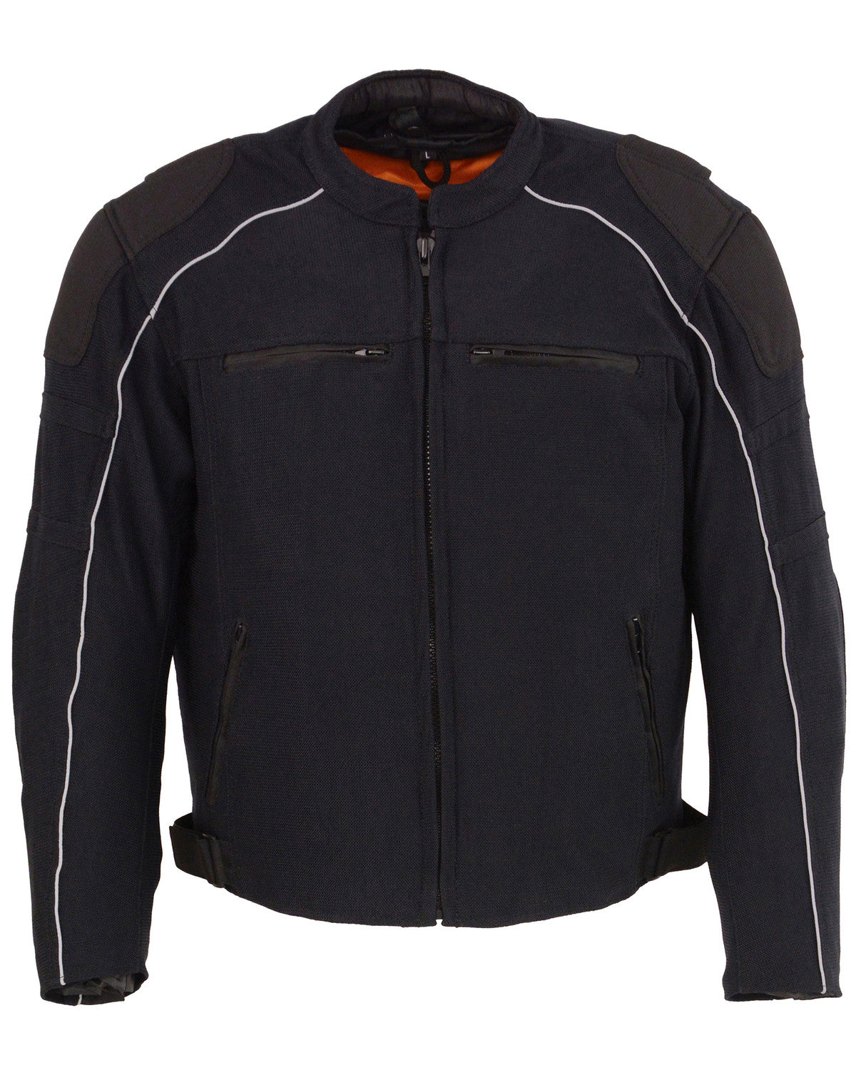 Men’s black mesh racing motorcycle jacket with rain liner
