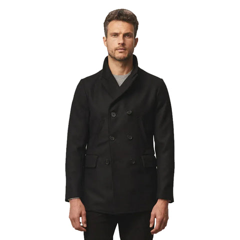 Men’s black navy Melton wool peacoat
