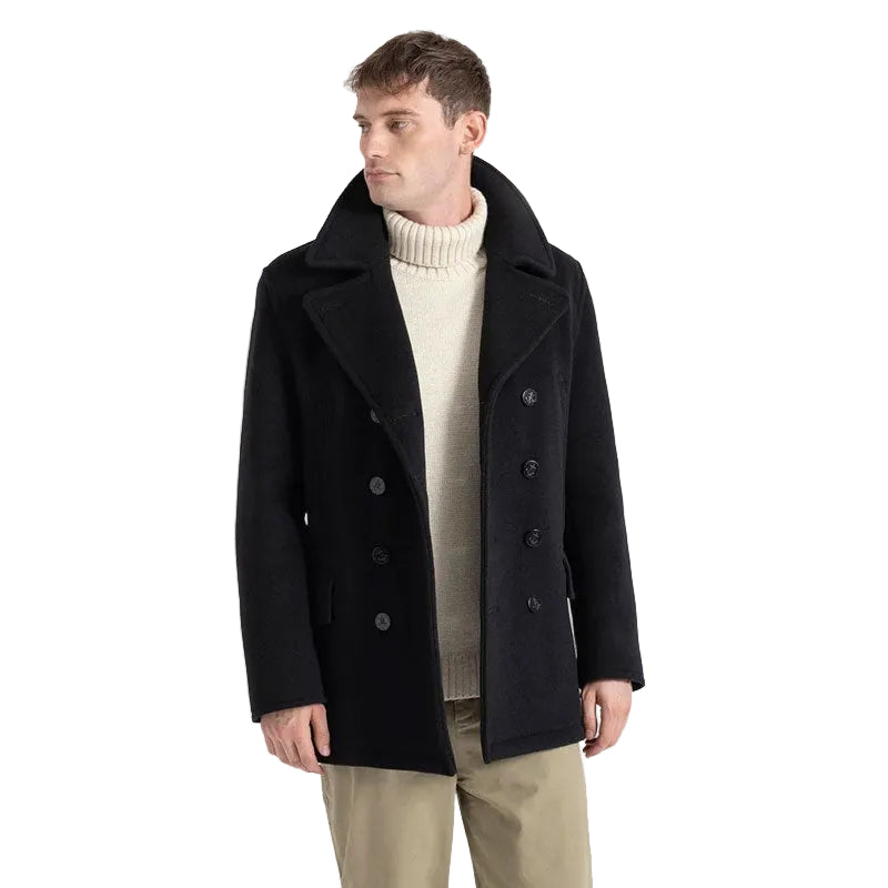 men's black leather leather coat lucien front view