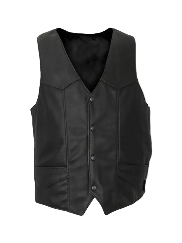 Men’s black premium leather vest
