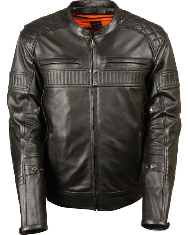Men’s black quilted scooter leather jacket
