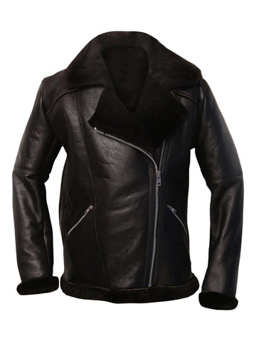 Men’s black shearling aviator jacket
