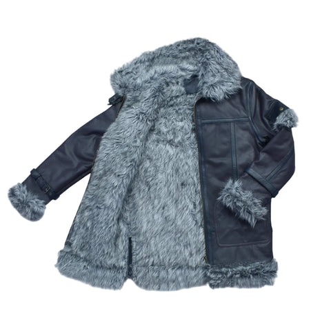 Men’s black shearling flight jacket coat
