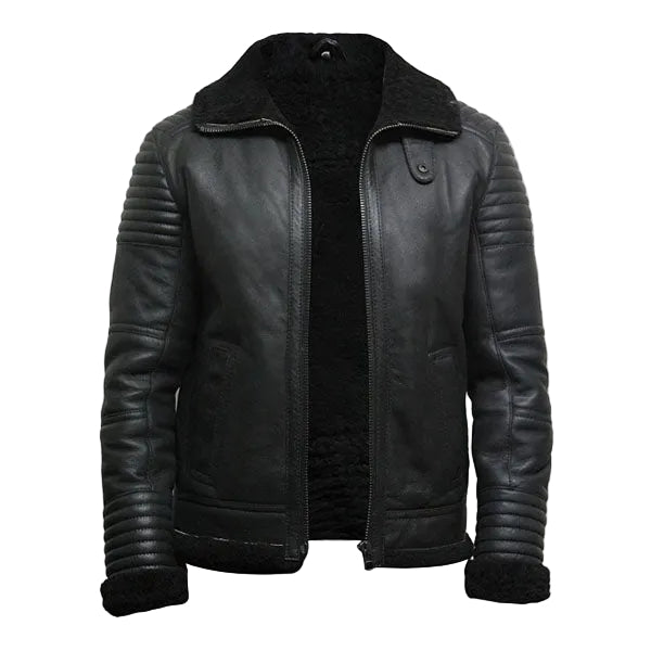 Men’s black sheepskin flying jacket
