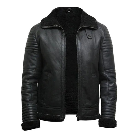 Men’s black sheepskin flying jacket
