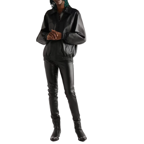 men's black sheepskin leather pants silas side angle