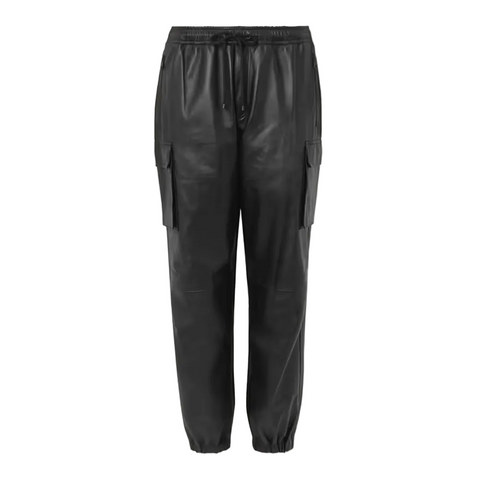 men's black sheepskin leather pants orion front view