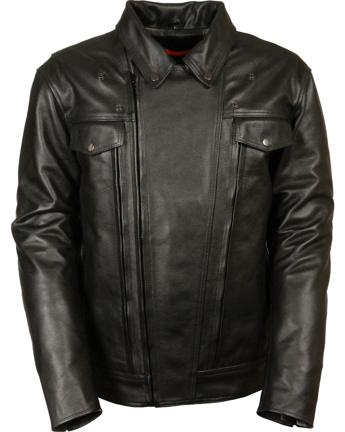 Men’s black vented leather cruiser riding jacket
