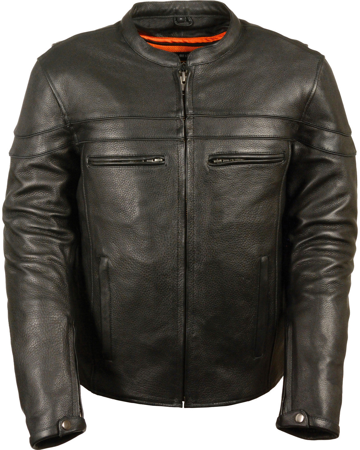 Men’s black vented leather scooter riding jacket
