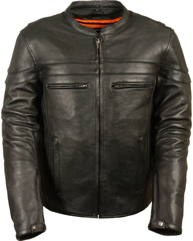 Men’s black vented leather scooter riding jacket
