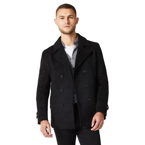 Men’s black wool Royal Navy peacoat
