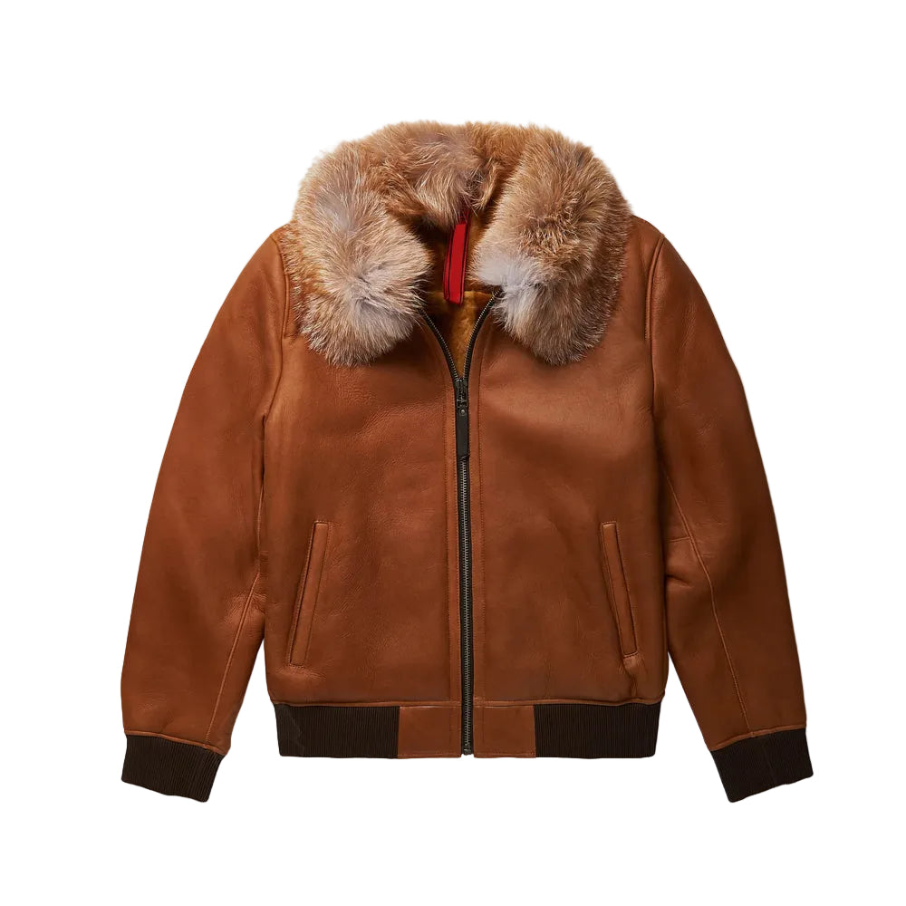 Men’s brown B3 sheepskin aviator bomber jacket
