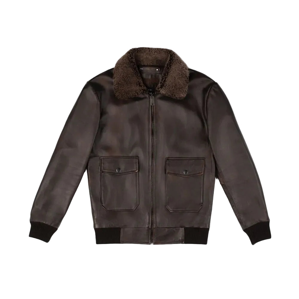 Men’s brown G-1 leather bomber jacket

