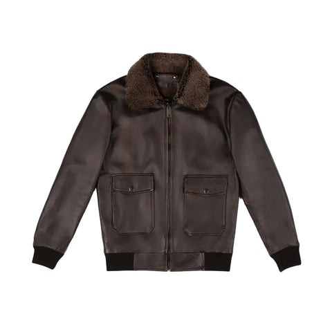 Men’s brown G-1 leather bomber jacket
