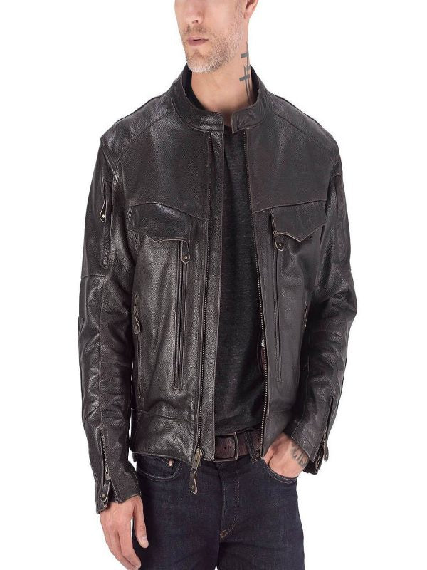 Men’s brown classic motorcycle jacket
